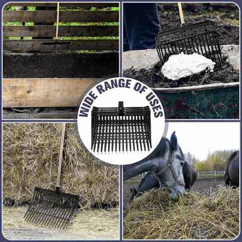 LICG-Manure Fork Replacement Head, Pitchfork Head, Horse Manure Rake, For Picking Up Manure, Plastic Fork Replacement Head