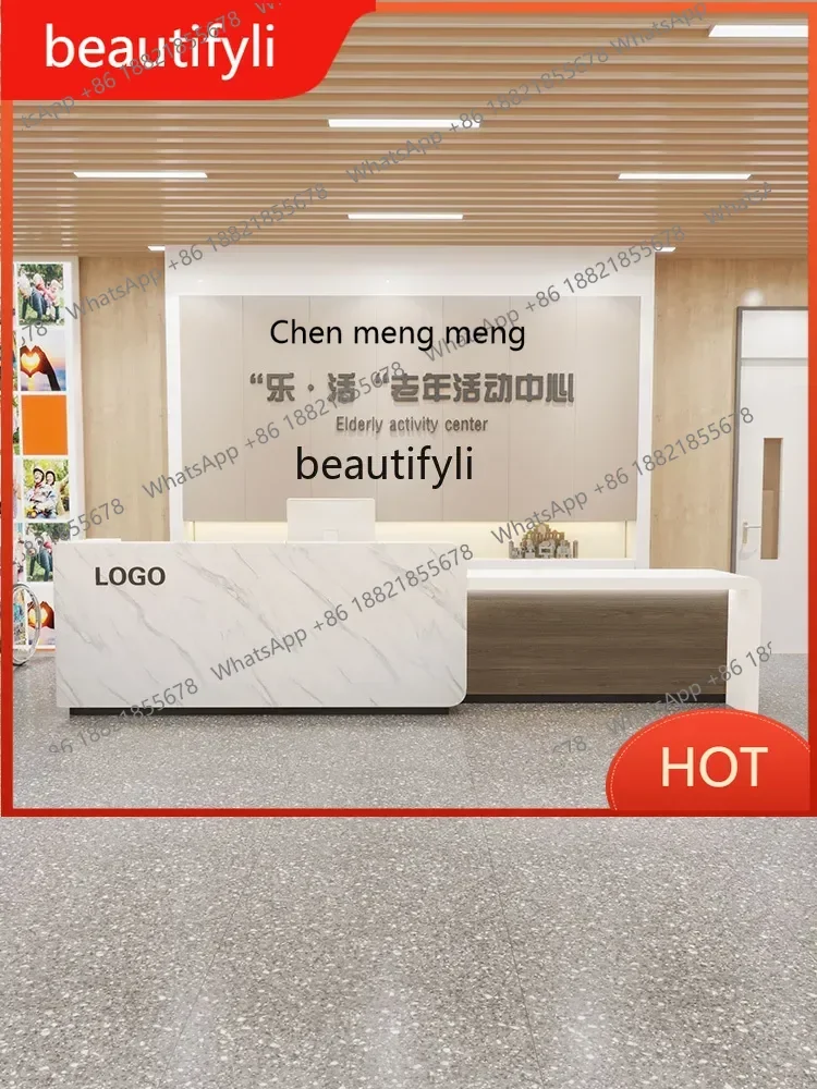 G8578 Modern Simple Paint Company Reception Table Beauty Salon Hospitality Bar Service Cashier Office Reception Desk Customizati