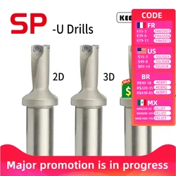 Taladros SP, taladro de Metal, serie Indexable 2D 3D 4D 29mm-195mm, torno mecánico adecuado, juego de brocas CNC de hoja SPMG/SPGT
