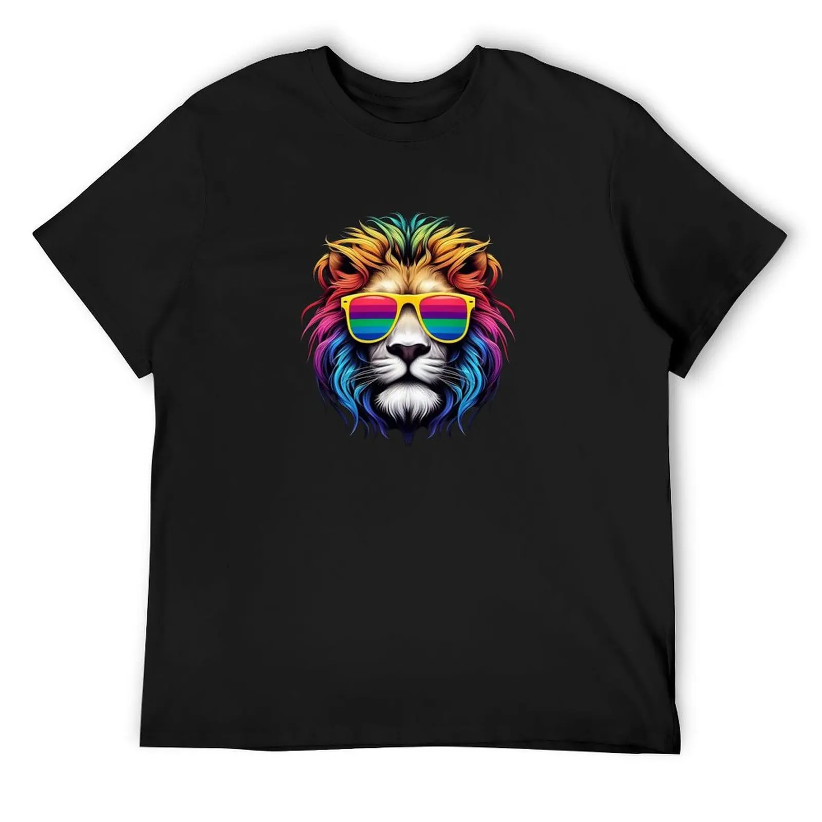 

Cool Lion with Rainbow Sunglasses and Manes T-Shirt customs Clothing croswit shirt man men clothing