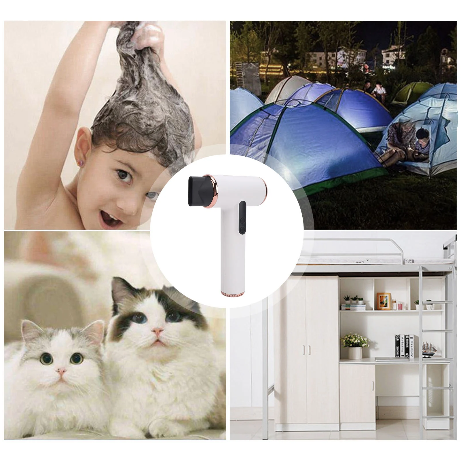 컴팩트 헤어 드라이어 USB 충전식 무선 헤어 드라이어 안전 15000mAh 3단 속도 디지털 화면 포함 어린이용 야외용