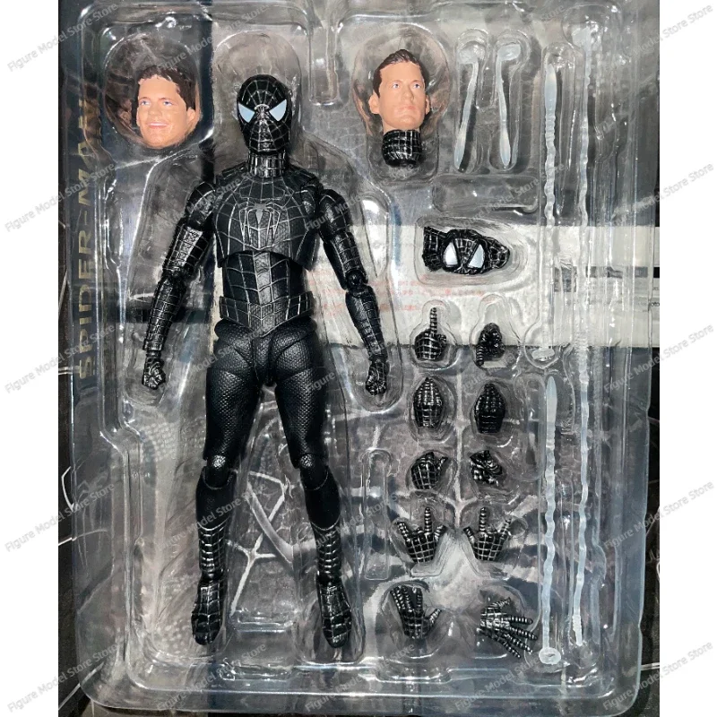 In Stock CT 14cm SHF Spider Man Black Suit Version Venom Tobey Spider Man 2099 Maguire Miquel KO Anime Action Figures Toys