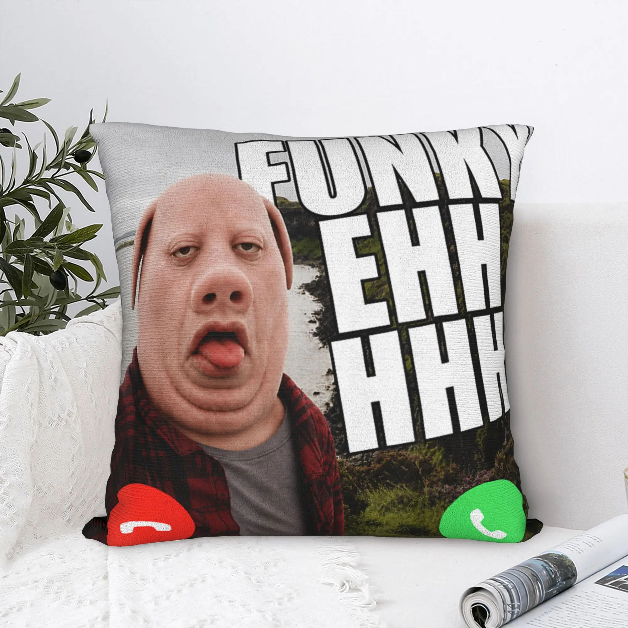 Funny John Pork Funky Ehh Calling Brainrot Meme Pillow Case  Fashion Pillow Cover Square Pillowcases For Sofa Home Decoration