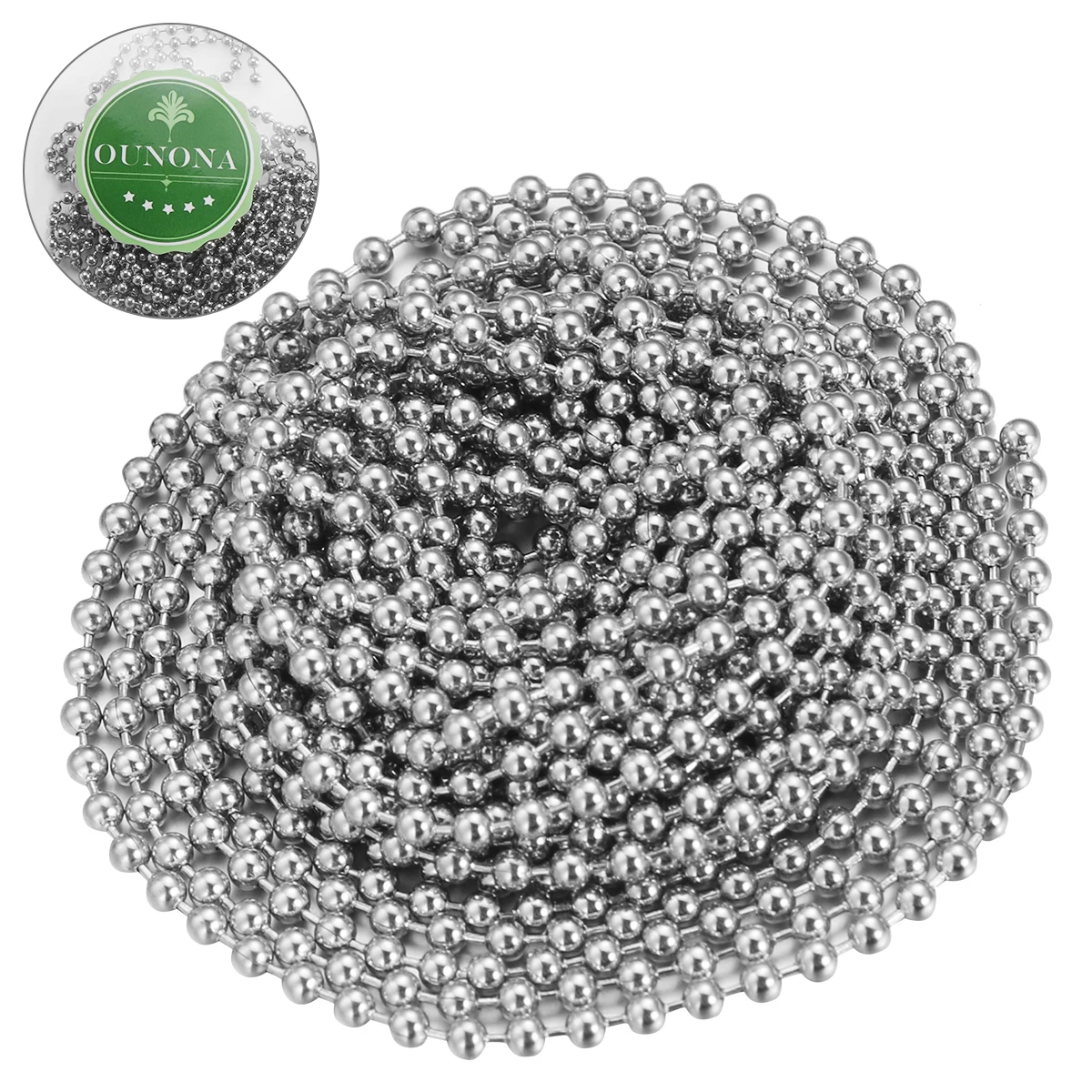 Collana con perline a catena a sfera in acciaio inossidabile con 10 connettori Lunghezza regolabile per uomo Accessori fai da te Artigianato con catena di perline