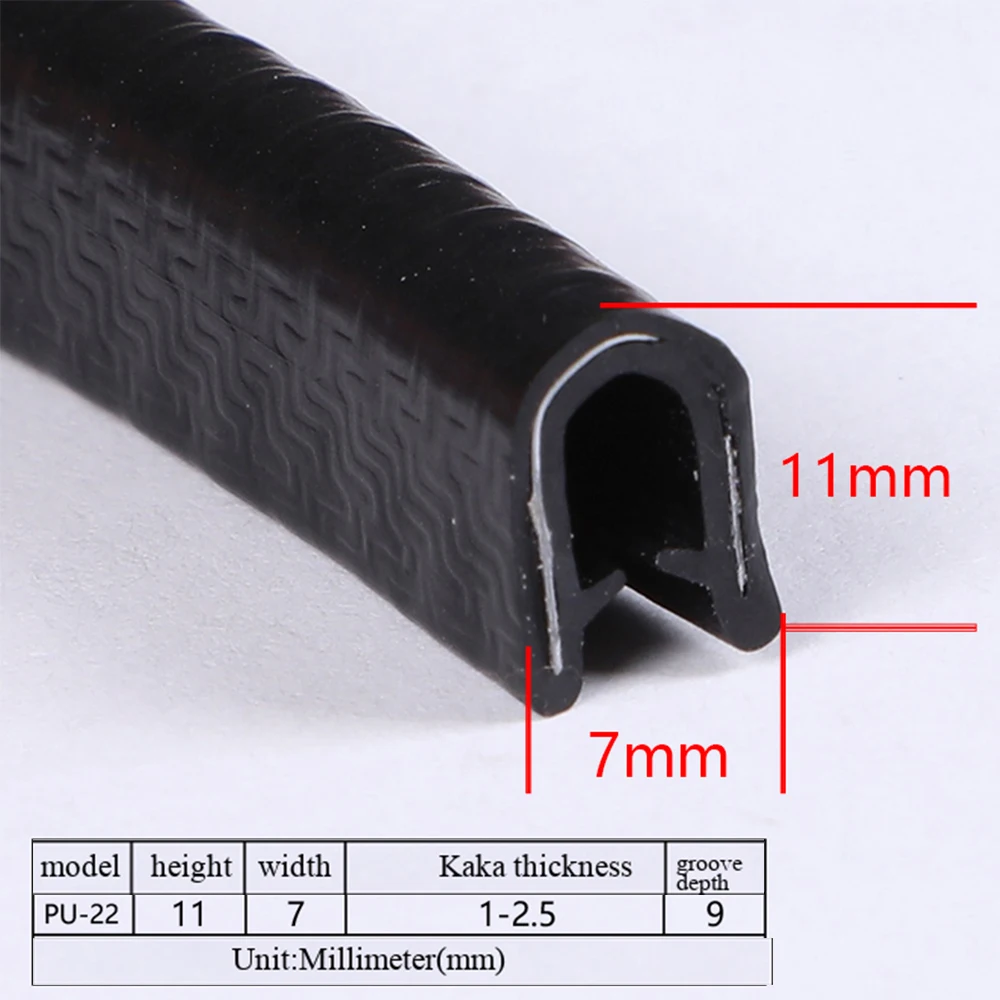 1M U-vormige rubberen afdichtstrip Rand Roestvrij stalen randafdichting Bescherming Deurafdichtingsstrip Auto Stofdichte veiligheidsafdichtingen Strips