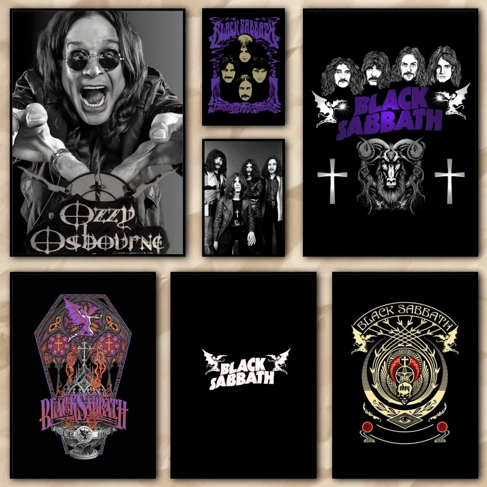 B-Black-Sabbaths Heavy Rock Band Painting Calligraphy High quality Canvas Wall Art For Office Restaurant Home Decoration Set