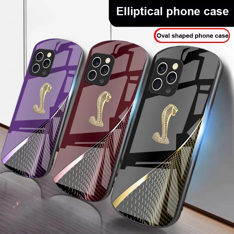 Gradient Golden Snake For IPhone 16 Pro Max 15 Pro 14 13 12 Mini 11 XS Max XR 7 8 Plu SE 2022 Elliptical Glass Phone Case