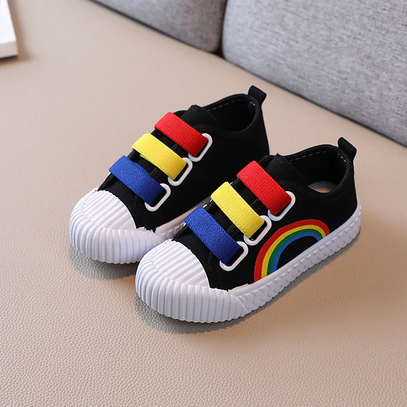 Children Canvas Shoes Spring Autunm New Rainbow Girls Shoes Breathable Non-slip Sneakers Kids Boys Fashion Colorful Casual Shoes