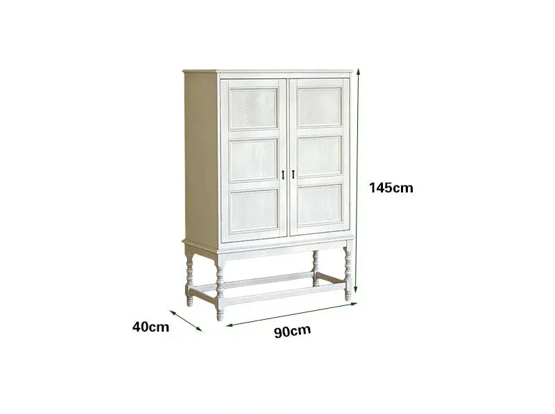 White sideboard, solid wood, vintage storage sideboard, extremely narrow, ultra-thin and high-end