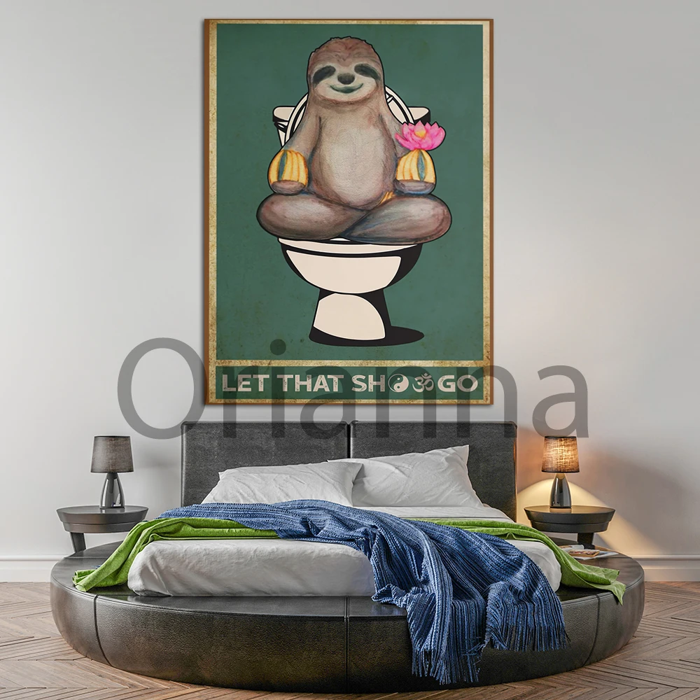 Home Decor Posters Sloth Meditating Funny Sloth Canvas Painting Modern Vintage Animal Wall Art Hd Print Lovely Modular Picture