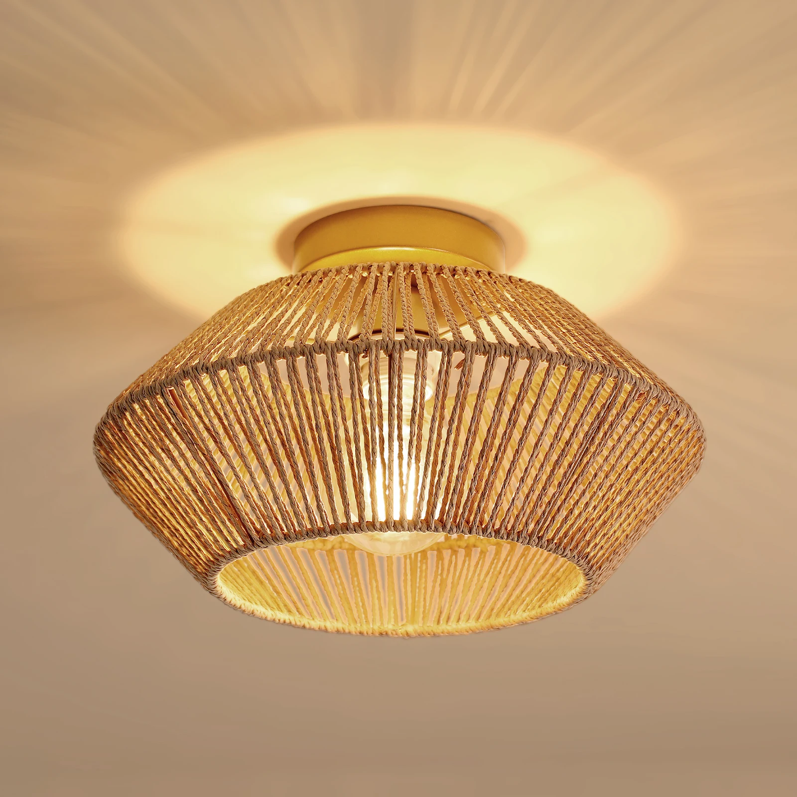 

12.6 inch hand-woven chandelier, rattan lamp, suitable for corridor, bedroom