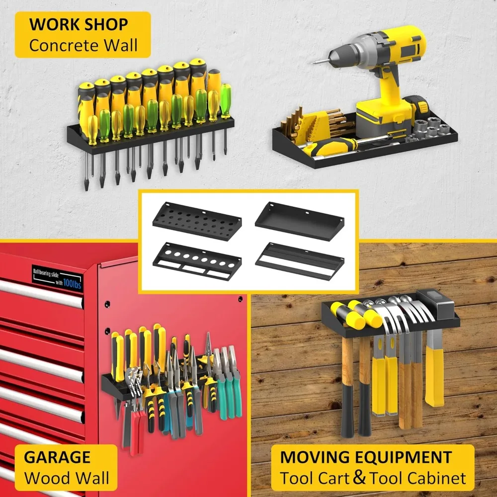 

Wall Mount Hand Tool Storage Set, Screwdriver Organizer, Pliers Holder, Hammer Rack, Metal Hardware Tray for Garage Workshop