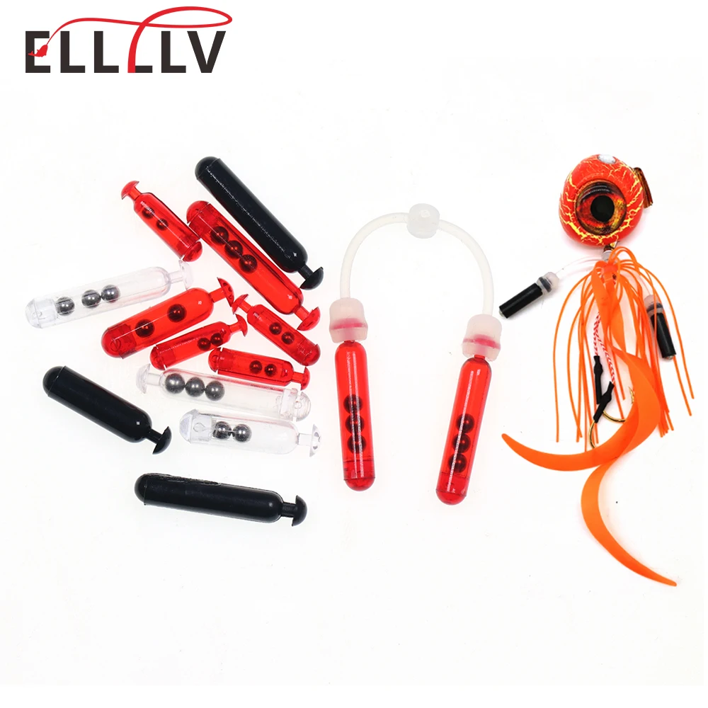 Ellllv Fishing Jig Skirt Rattles Kit Plastic Sound Tube & Connection Strap Spinnerbait Buzzbait Accessories Bass Snapper Fishing