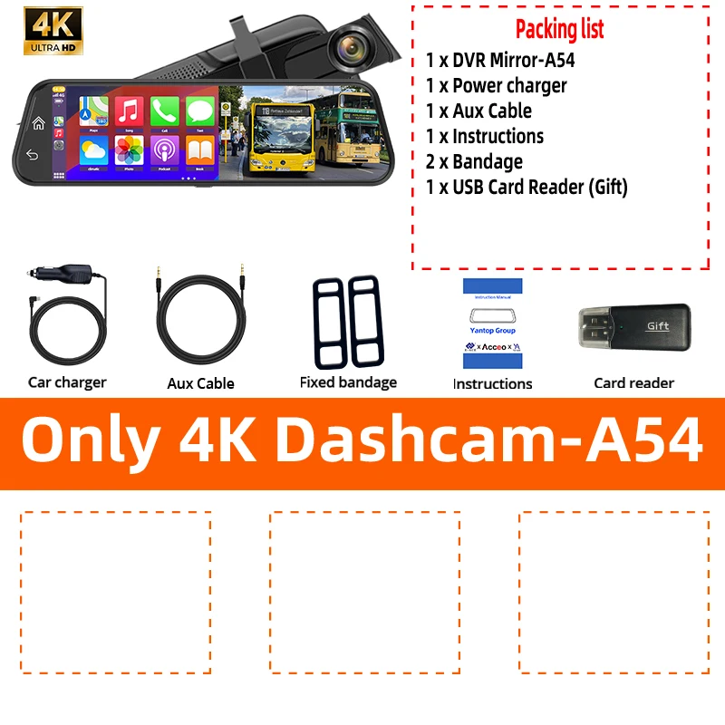 4K HD Car DVR Touch Screen Carplay & Android Auto Dash Cam Night Vision Video Recorder Driving Recorder image 3