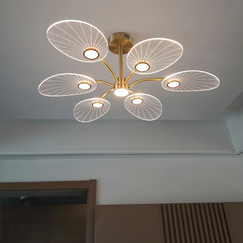 Imagem -02 - Modern Leaf Led Chandelier Iluminação Interior Villa e Villa Ideal Pendant Lamp Salon e Office Hall Designer