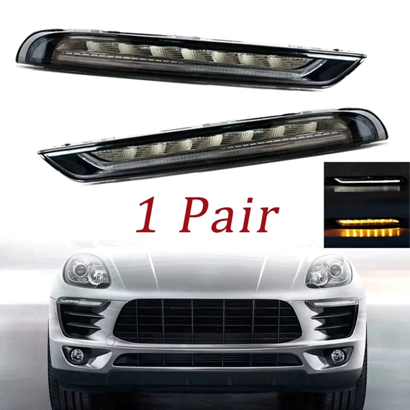 Pair Car LED DRL Daytime Running Light For Porsche Macan 95B Base S Turbo GTS SUV 2014-2018 95B941181A 95B941182A