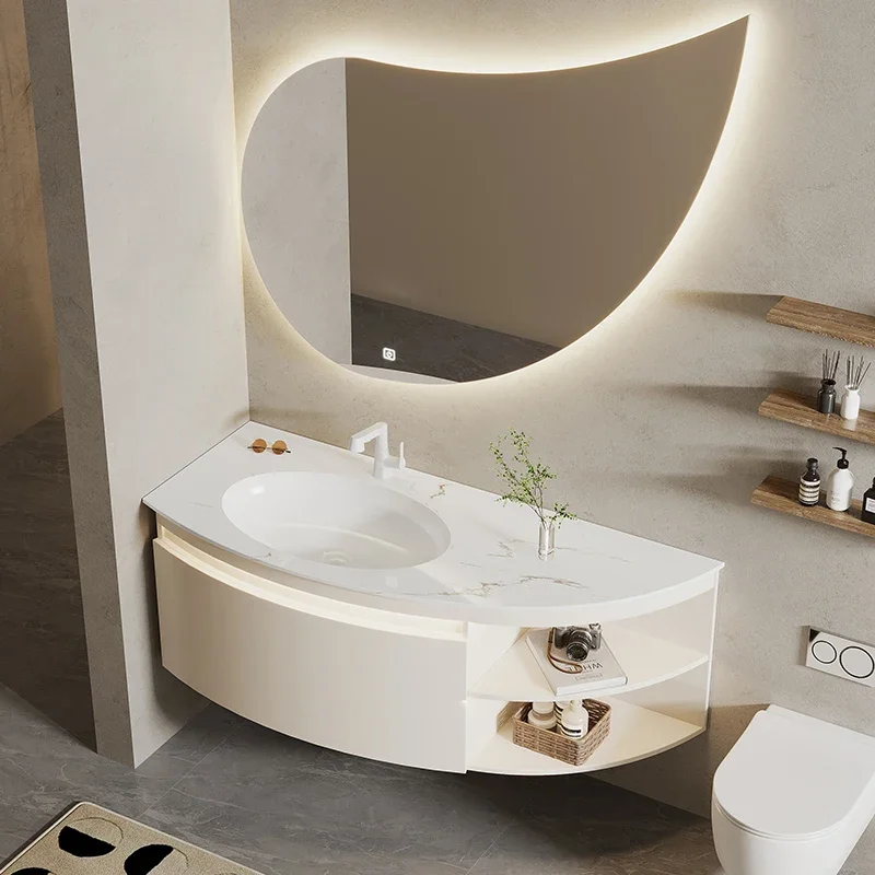 

Slate seamless ceramic basin bathroom cabinet combination