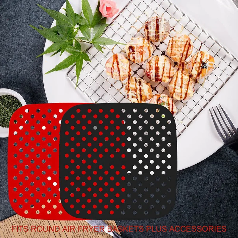 Reusable Silicone Air Fryer Liner Non-Stick Steamer Pad Baking Liner Air Fryer Accessory Kitchen Pastry Tools Baking Inner Paper