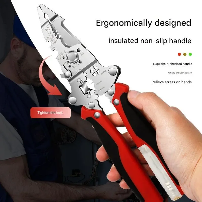 Foldable Wire Stripper Twister Voltage Tester Pliers with Measuring Pen for Electrical Test Cutting and Pulling Wires Set