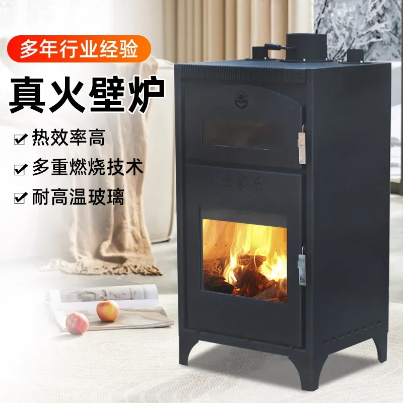 European style with oven real fire fireplace B & B villa living room roasting stove