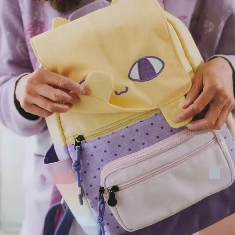 Anime OMORI Cartoon Yellow Cat Backpack Cute Lightweight Student Schoolbag Travel Large Capacity Shoulders Bag