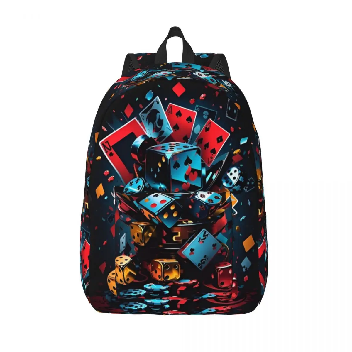 Poker Red Black Backpack for Men Women Casual Student Hiking Travel Daypack Card Suits Laptop Shoulder Bag Outdoor