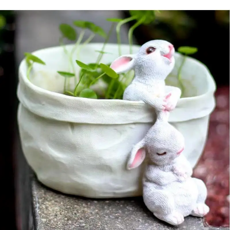 Rabbit Resin Flowerpot Planter Hydroponic Flower Pot Succulent Gardening Supplies Potted Plants Garden Pots Plant Gift