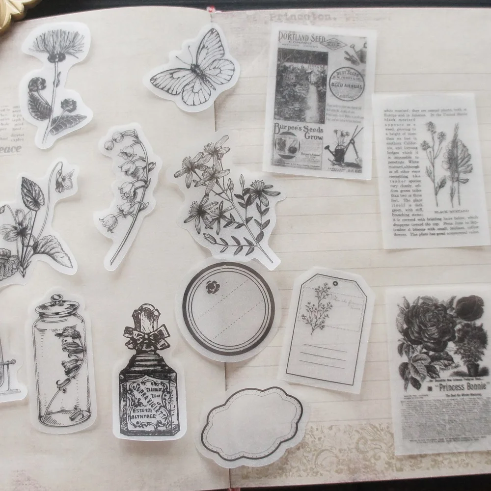 

28pcs Pen Drawing Study Room and Things Design Paper Sticker Scrapbooking Background DIY Gift Packing Label Decoration