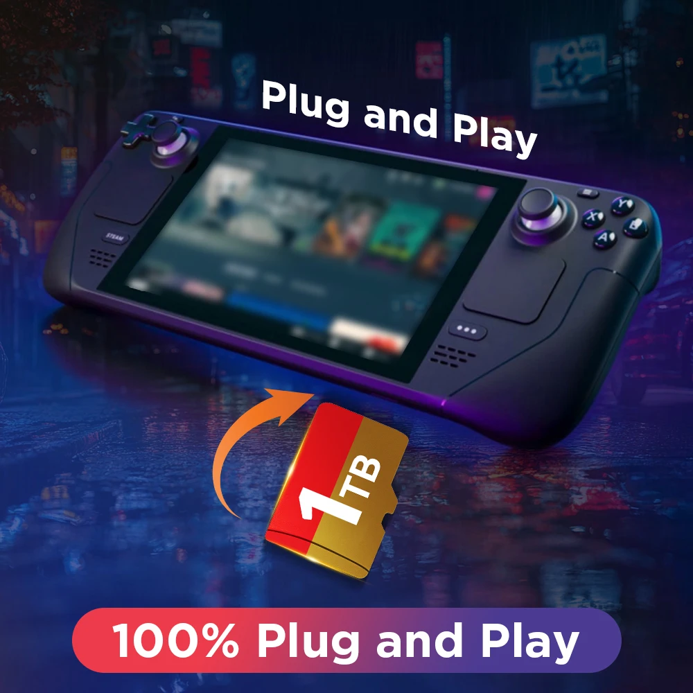 Batocera-Windows用のTFゲームカード,512GB,PC, Mac, Steam Deck,ddi4,win4用のメモリカード,ps3,ps2,ps1用の51400ゲームを備えたハンドヘルド