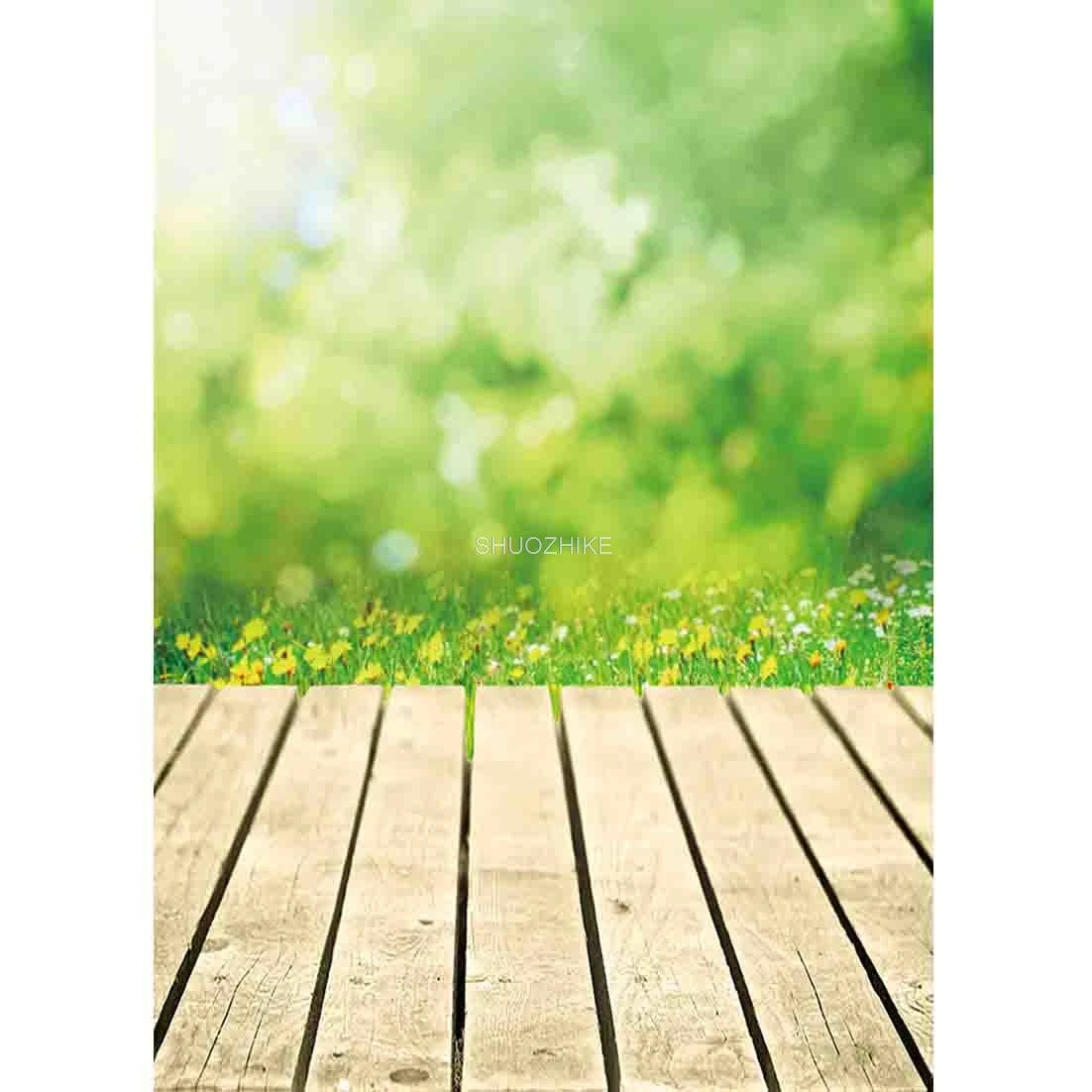 Photorealistic Fabric Photography Backdrops Props  Spring flowering branch Blossom Glitter on wooden background NY-35