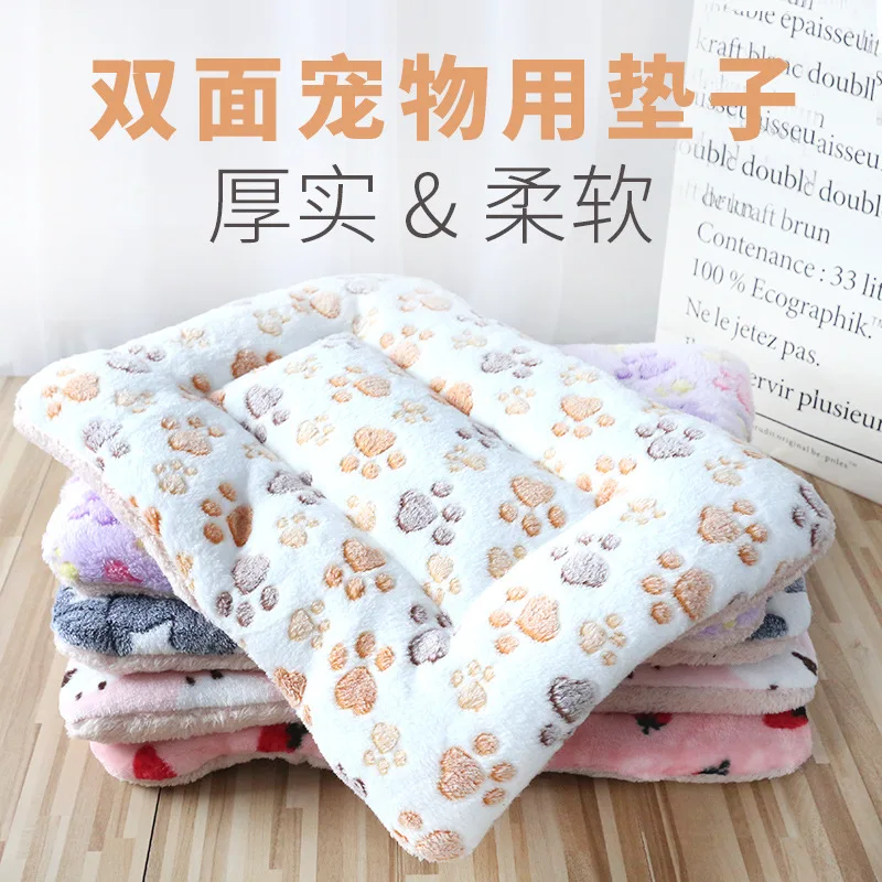 Double-sided Pet Mat Mats Short Plush Pet Sleeping Bed For Cats Small Dogs Cute Pet Pad Blanket Warm Kitten Cushion Cat Sofa Bed