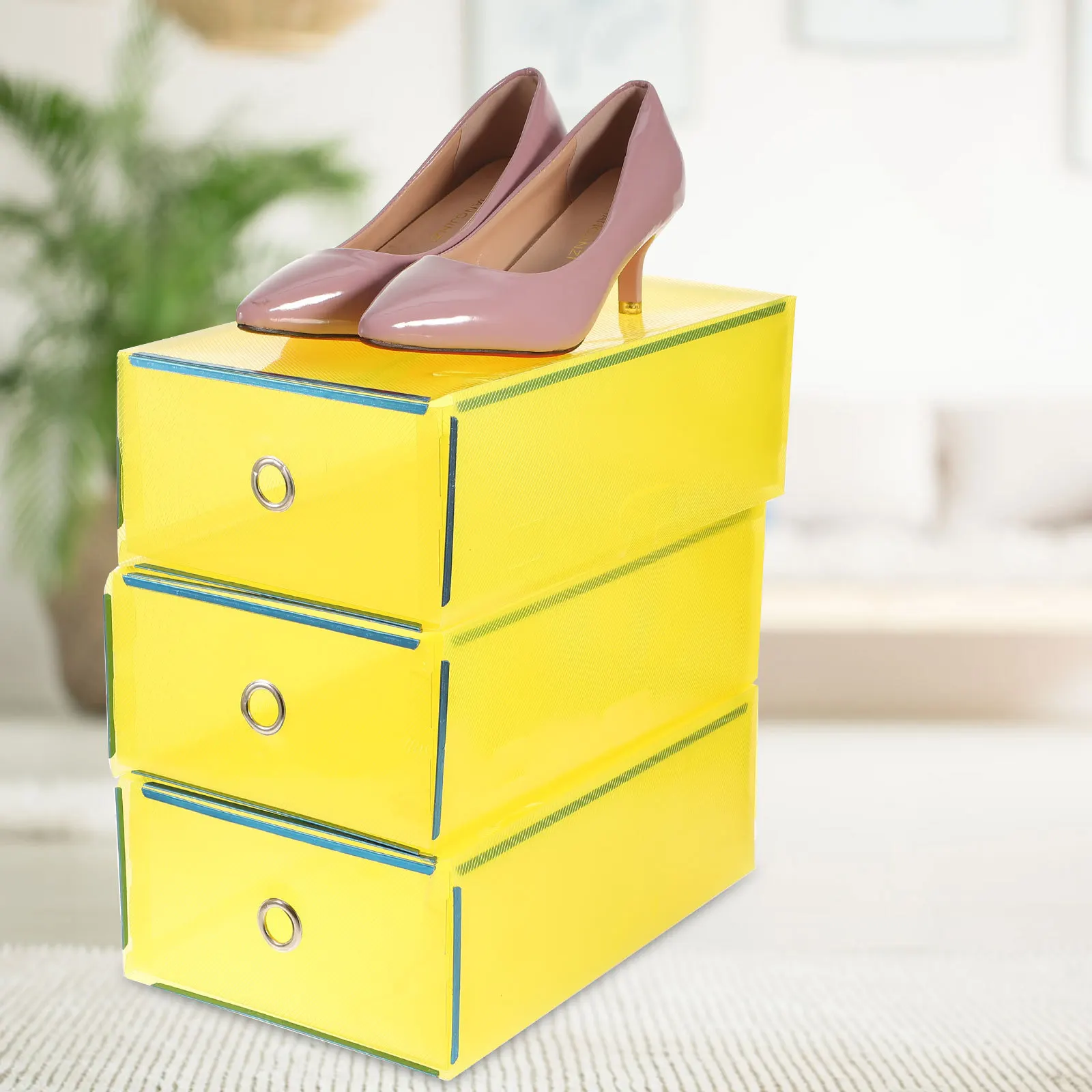 

5Pcs Transparent Shoes Storage Box Drawer Organizer Stackable for Women Girls Shoes Belts Scarves Socks Accessories