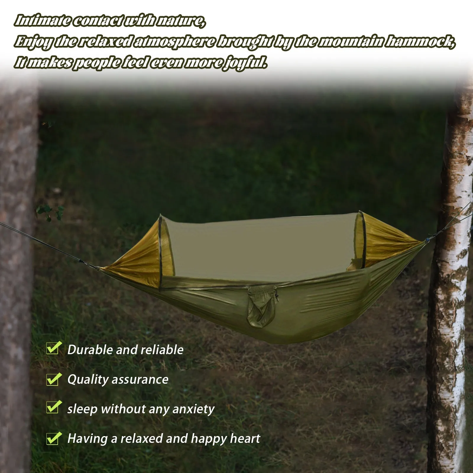 Family yard hammock Outdoor picnic rest hammock Triangular Anti-rollover Mesh Load-bearing Multi-person Aerial Outdoor