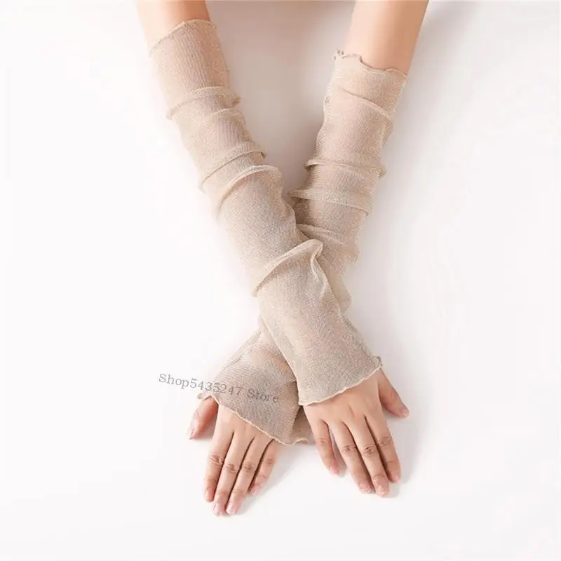 1Pair mulheres mangas braço braço fino protegendo mangas elásticas direção h7ef h7ef