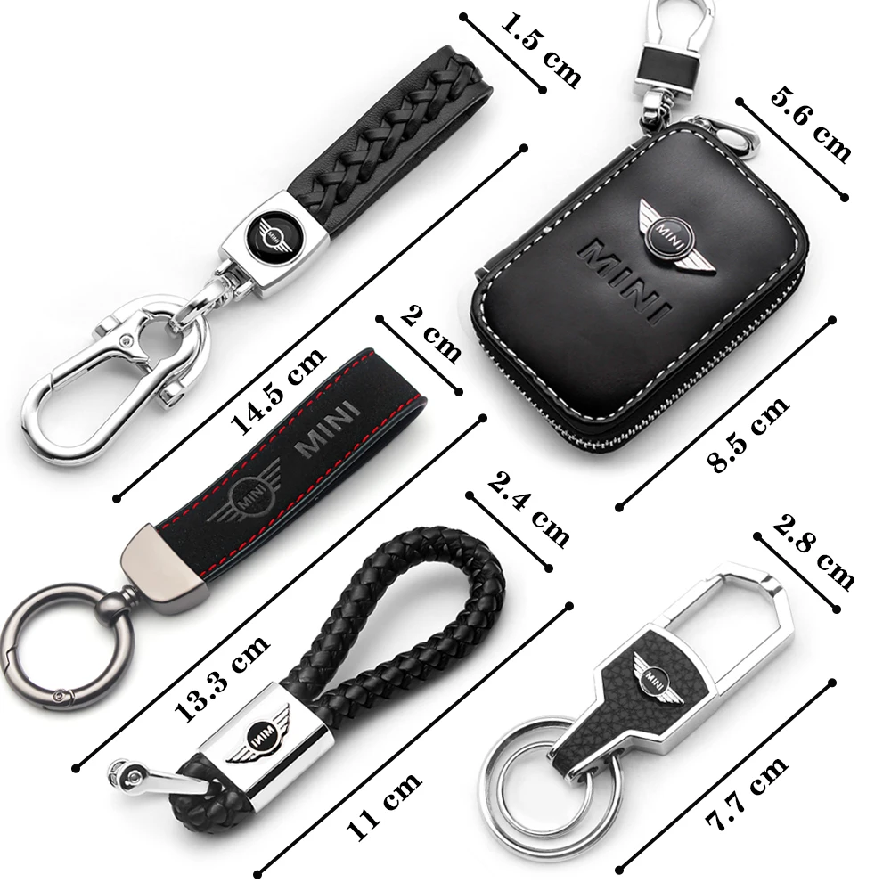 3D Metal/Leather Car Styling Keychain For MINI Cooper One S JWC R55 R56 F56 R57 R58 R59 R60 Key Chain Key Rings Auto Accessories