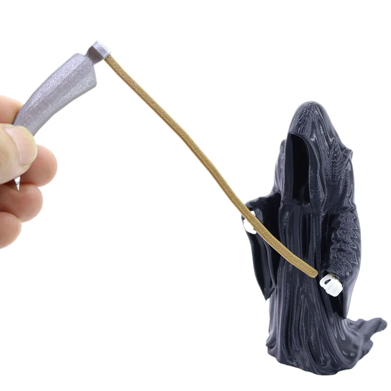 HOT Black Grim Reaper Statue Mini Devil Figurine Dollhouse Halloween Thrilling Robe Nightcrawler Ornament Micro Landscape Decor