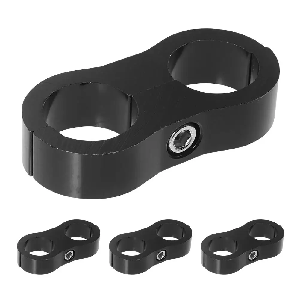 

4pcs Aluminum Alloy Hose Clamps Dual Hole Automotive Line Pipe Repair Clamp Cable Hose Clamp Double Gripping
