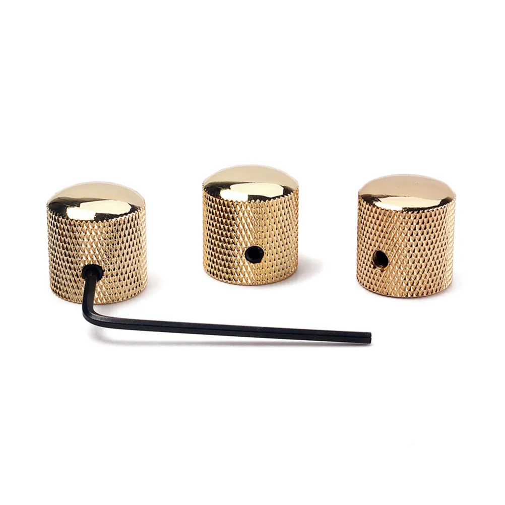 4Pcs Metal Guitar Dome Knobs Or Volume Control for Bass Guitar Solid Shaft Potentiometers Dome Knob with Spanner