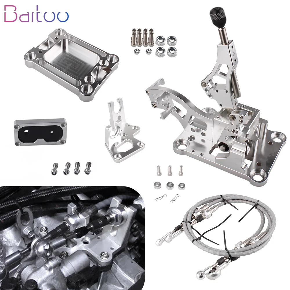 

Bartoo-6 Speed Shifter Box Cables Knob Trans Bracket Firewall Cable Grommet Shifter Base Plate Whole Set For RSX K-Swap K20 K24