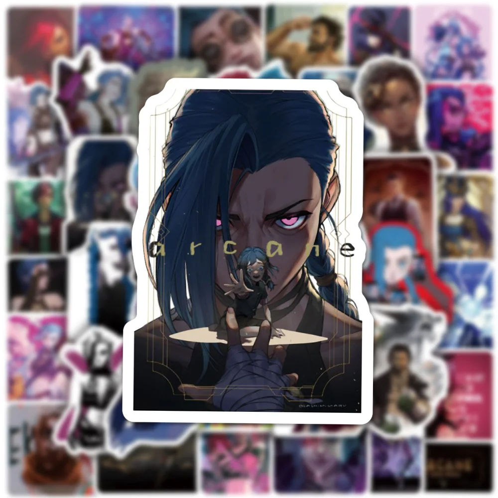 10/30/50PCS Arcane Game Anime Stickers Cartoon Decals Skateboard Guitar Laptop Phone Car Suitcase Bike Cool Waterproof Sticker