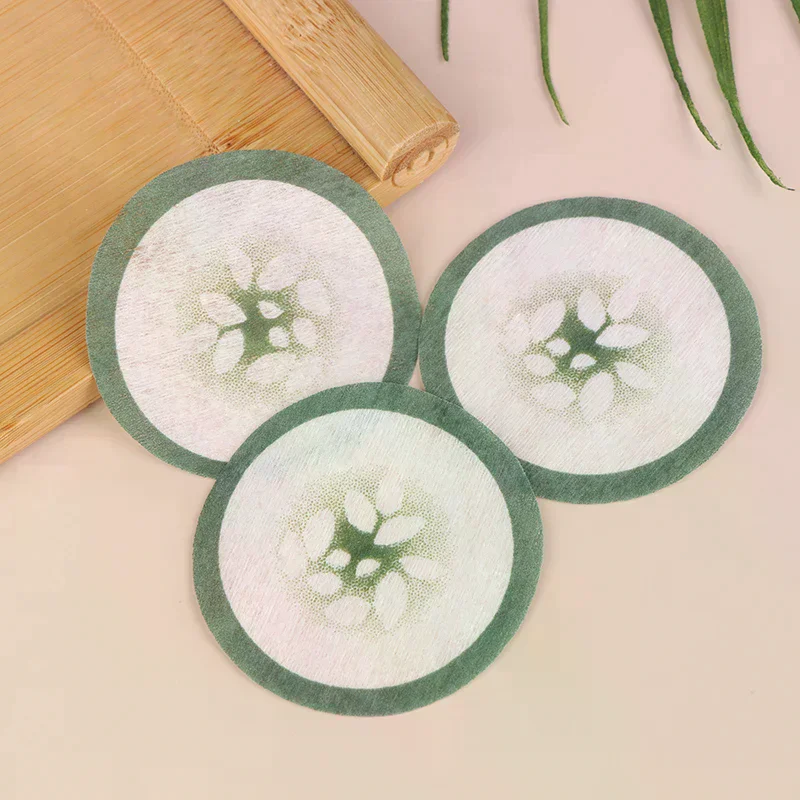 100pcs Eye Scrub Cleansing Pad Mask Disposable Eye Scrub Cleansing Pads Pad Creative Green Cucumber Printed Eye Scrub Mask Sheet