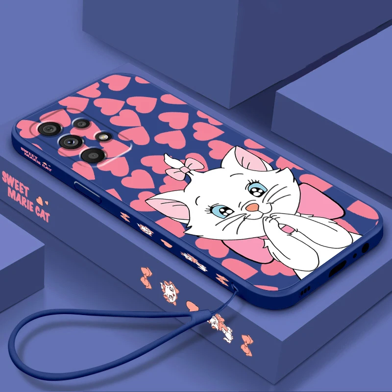 Cartoon Aristocats Marie Cat Liquid Left Rope For Samsung Note 20 10 A54 A31 A14 A03 A22 A34 A04 A24 A25 Ultra Plus 5G TPU