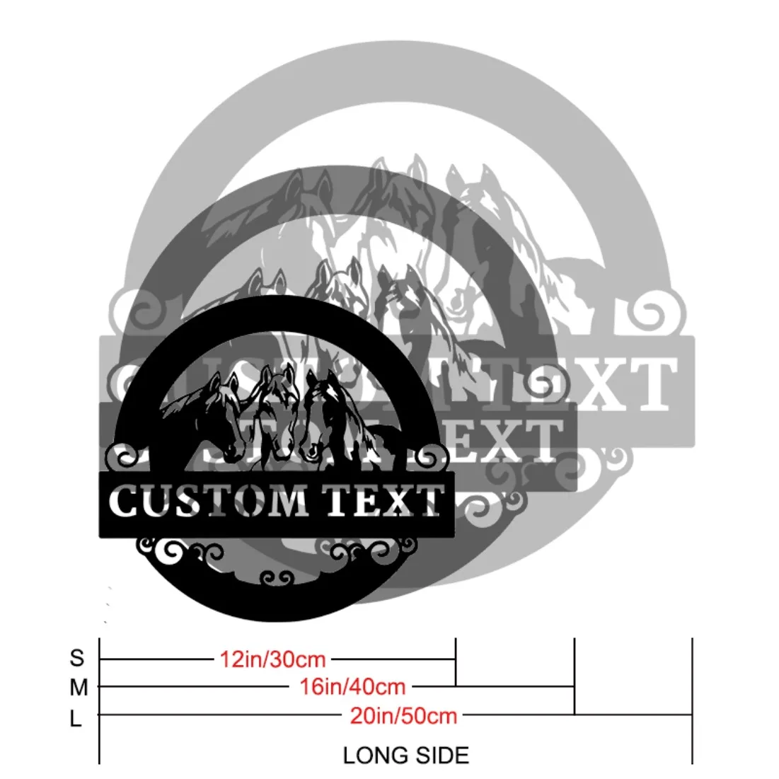 Tailor-Made Horse Silhouette Metal Wall Art - Personalized Text Design | Rustic Farmhouse Charm for Home & Garden.