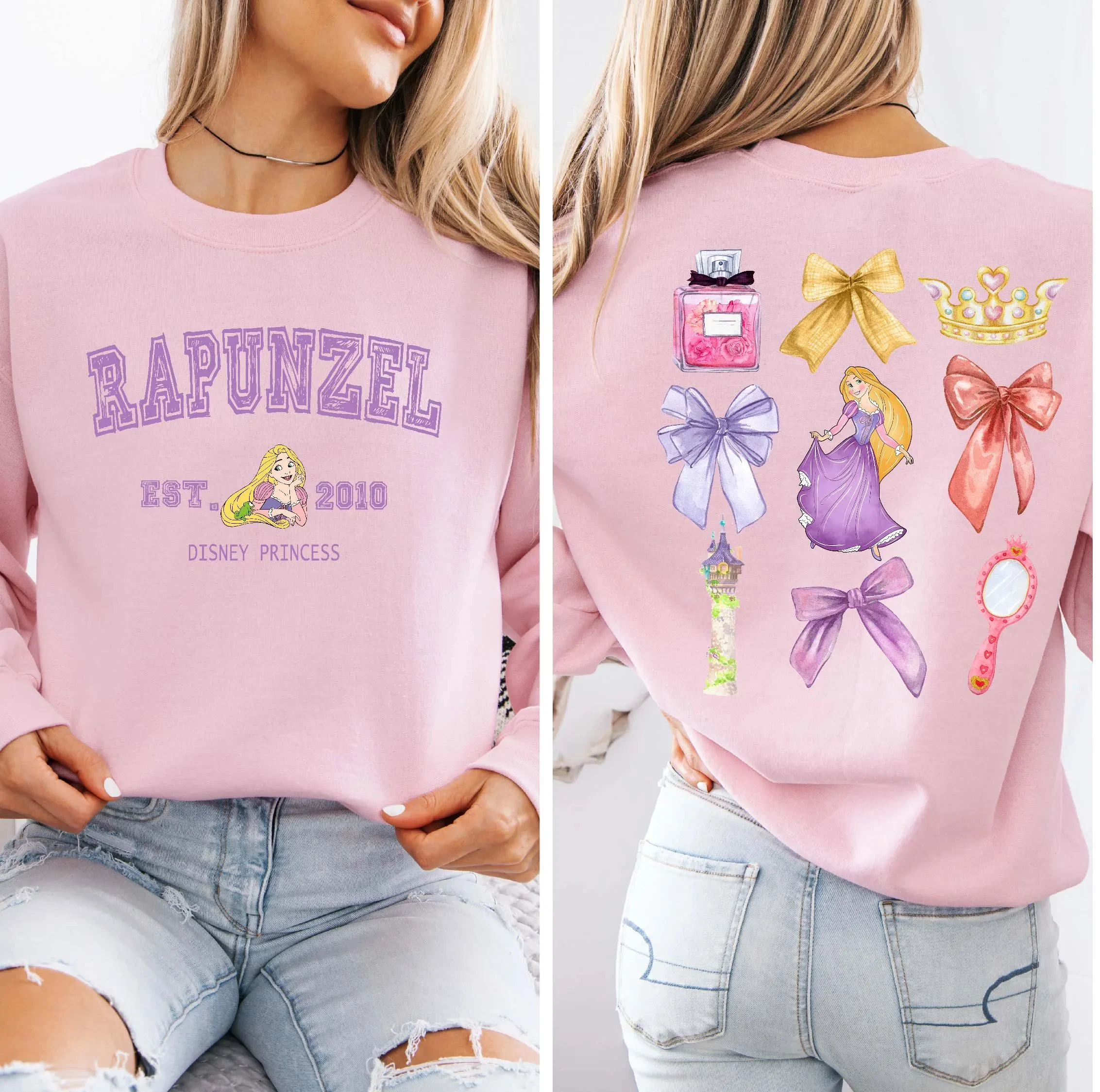 

Новая толстовка Disney с круглым вырезом и длинными рукавами, удобная толстовка с бантом, удобный женский пуловер