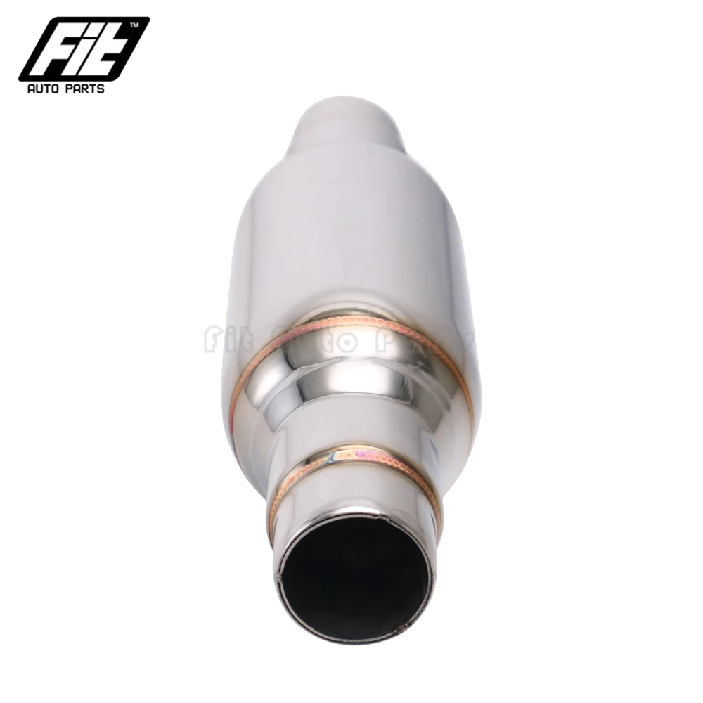 Silenciador de escapamento universal para carro, aço inoxidável, prata, 51mm, silenciador reto, ressonador, som silencioso