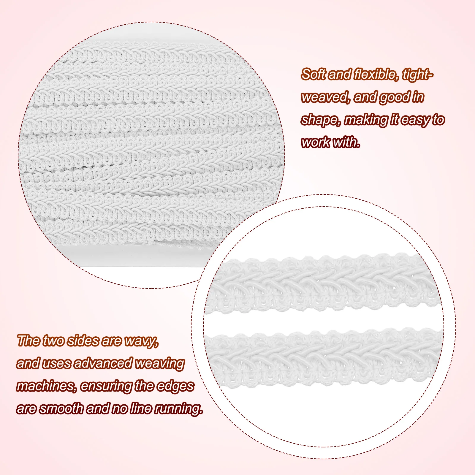 2 piezas de adorno trenzado de encaje trenzado, cinta para escote, Material decorativo para prendas, costura para manualidades DIY, 13 yardas x 1/2 "(12mm)