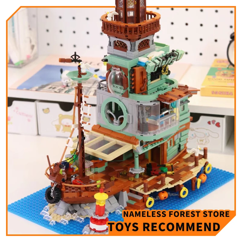 Fishing Village Hotel Micro Blocks Kits City View Wharf Building Bricks Toys Fisherman Shop Model Adult Kids Christmas Gifts NEW