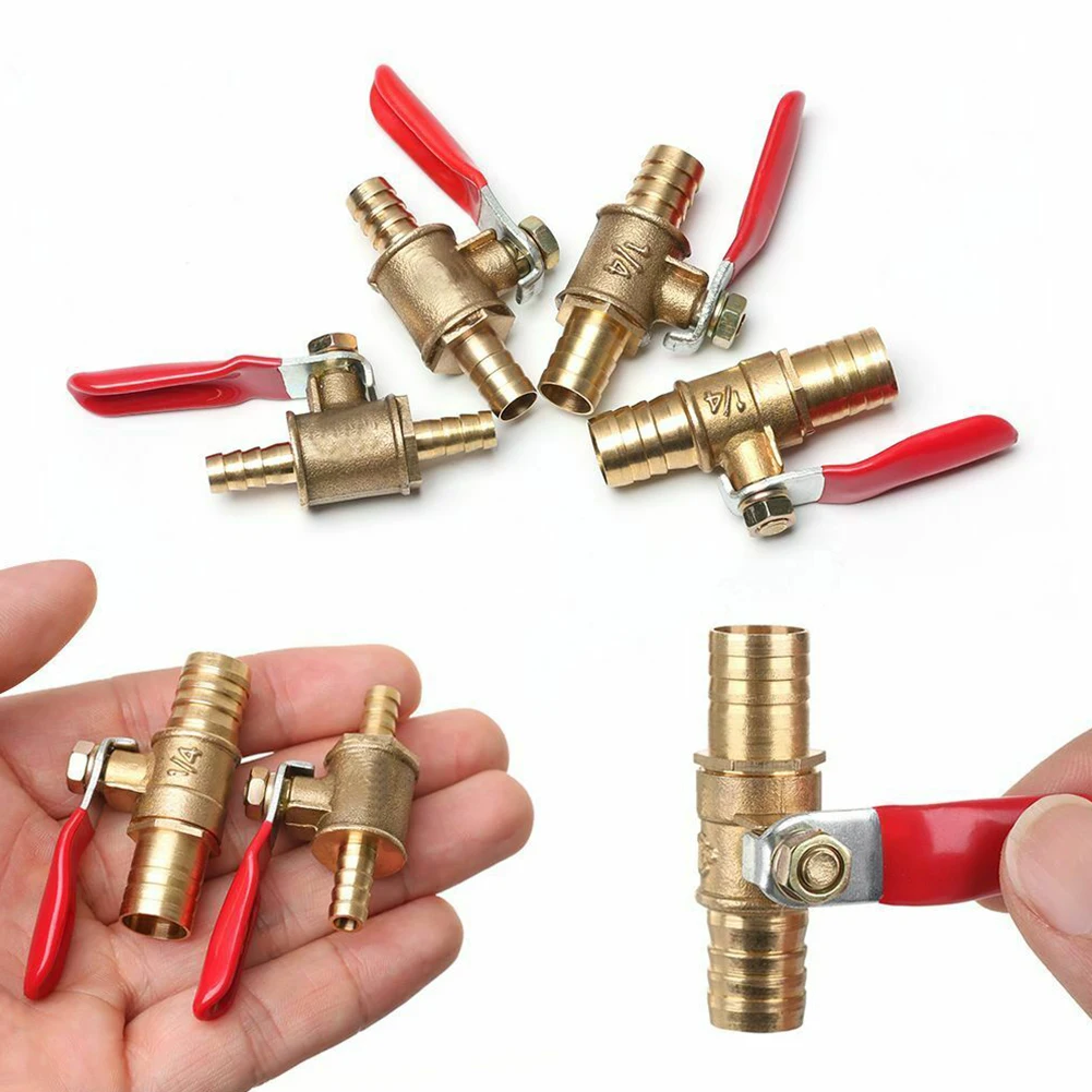 6mm-12mm Brass Small Ball Valve Shutoff Ball Valve Hose Barb Inline Water Oil Air Gas-Fuel Line Small Ball Valve Connector