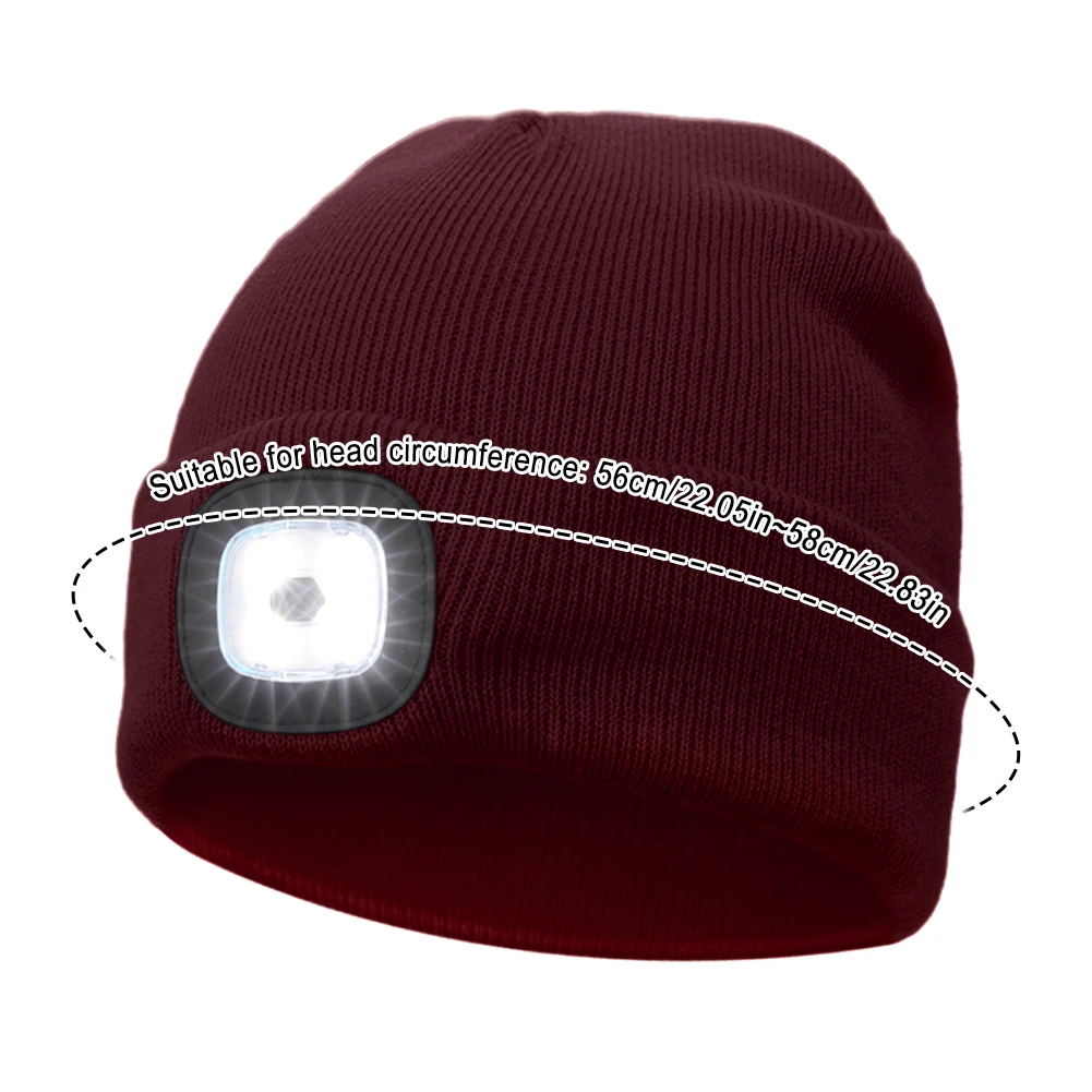 1/2 Pcs USB Rechargeable Cap with Light with 3 Brightness Levels 4 LED Beanie Hat Unisex Knitted Hat with Light for Men Women