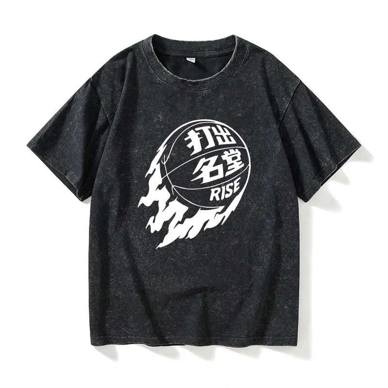 

Футболка Street Sle Baskeall с коротким рукавом и круглым вырезом, хлопковая, повседневная, летняя, свободного кроя, для пар, для мужчин и женщин